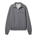 Zip Collar Sweatshirt - Grey Melange