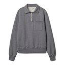 Zip Collar Sweatshirt - Grey Melange