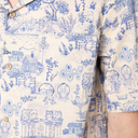 S/S Aloha Shirt - Linen Cats - Blue