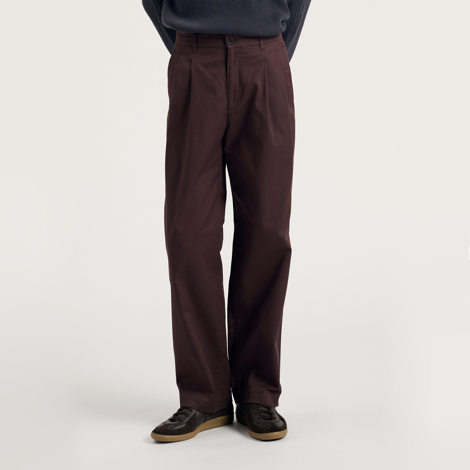 Norse Projects Benn Relaxed Twill Pleated Trouser - Seal Brown