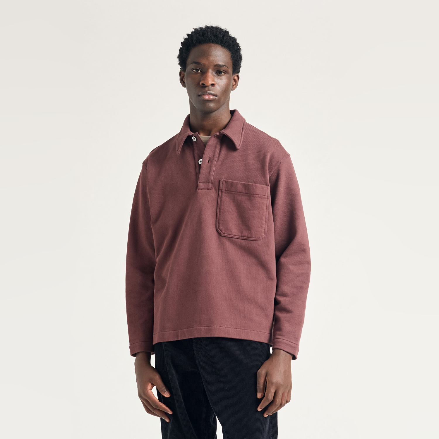 Norse Projects Fraser Relaxed Loopback Polo - Mahogany – Stomping