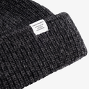 Shallow Cotton Wool Rib Beanie - Dark Grey Melange