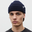 Shallow Cotton Wool Rib Beanie - Dark Navy