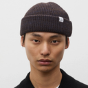 Shallow Cotton Wool Rib Beanie - Darkest Purple