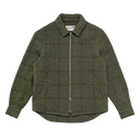 Plaid Wool Zip Overshirt - Olive