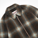 Shadow Plaid Wool Harrington Jacket - Olive
