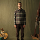 Shadow Plaid Wool Harrington Jacket - Olive