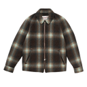 Shadow Plaid Wool Harrington Jacket - Olive