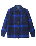 PORTUGUESE FLANNEL Plaid Fleece Overshirt NAVY
 Made in Portugal