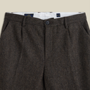 Single Pleat Trouser - Brown Herringbone