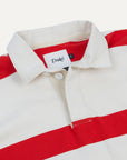 Drake's L/S Stripe Rugby Shirt - White & Red