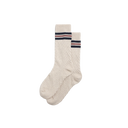 Sandwell - Trio Stripe Cotton Socks - Ecru Marl / Navy