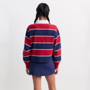 Blondie Serif Logo Rugby Polo - Dark Navy / Ruby / White