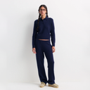 Ivana S Logo Cashmere Trousers - Dark Navy