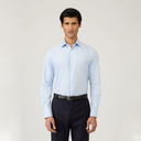 Cotton Stretch LS Shirt - Light Blue Dobby Stripe