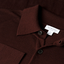 Fine Knit Merino L/S Knit Polo Shirt - Bakelite