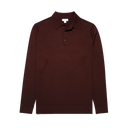 Fine Knit Merino L/S Knit Polo Shirt - Bakelite