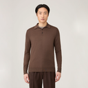 Fine Knit Merino L/S Knit Polo Shirt - Bark