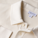 Long Sleeve Waffle Polo Shirt - Ecru