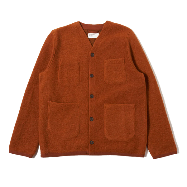Universal Works Cardigan Wool Fleece - Rust – Stomping Ground