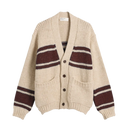 Langdale Cardigan - Chunky Knit Stripe - Ecru