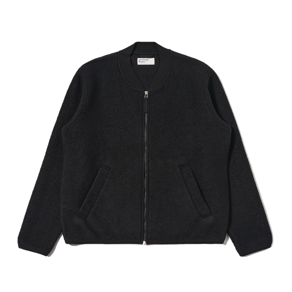 Universal Works Zip Bomber Wool Fleece - Black – Stomping Ground