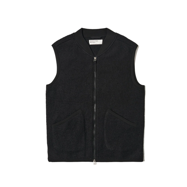 Universal Works Zip Waistcoat Wool Fleece - Black – Stomping Ground