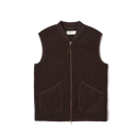 Zip Waistcoat Wool Fleece - Brown