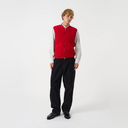 Zip Waistcoat Wool Fleece - Scarlet