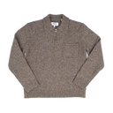 Alpha Zip L/S Polo Twist Fleck Wool - Brown / Grey