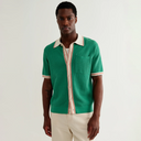 Belle S/S Shirt Tipped Pointelle - Green / Ecru