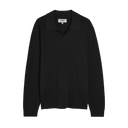 Carter Open Collar Polo Milano Knit - Black