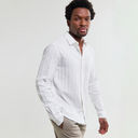 Dartford  Dobby Stripe Organic Cotton Shirt - White