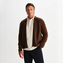 Friar - Brown Brush Cable Knit Zip Cardigan