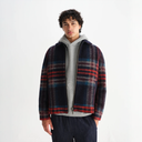 Heath - Navy And Multicolour Wool Check Jacket