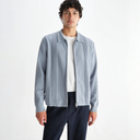 Lennox - Grey Blue Milano Stripe Knitted Polo