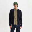 Lisford - Navy Stitch Zip Cardigan