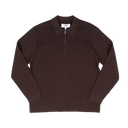 Maley L/S Zip Polo Milano Knit - Dark Brown