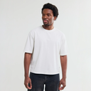 T-shirt Mark Crop en coton compact - Blanc cassé