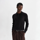 Oban - Black Diamond Stripe Knitted Polo
