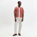 Porto - Chemise tricotée en crochet à rayures écru et orange