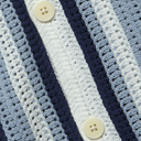 S/S Porto Shirt - Stripe Crochet- Blue/Ecru