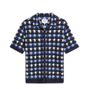 S/S Porto Shirt - Navy Splash Crochet