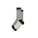 Thorpe Sports Sock - Diamond Jacquard Socks - Ecru / Navy