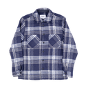 Whiting Plaid Weave Check Overshirt - Navy / Ecru