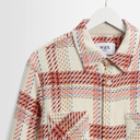 Whiting Overshirt - Ecru And Red Plaid Weave