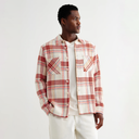 Whiting Overshirt - Ecru And Red Plaid Weave
