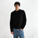 Wilde - Black Fluffy Wool Crewneck