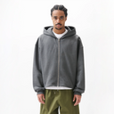 Boxy Zip Up Hoodie - Charcoal