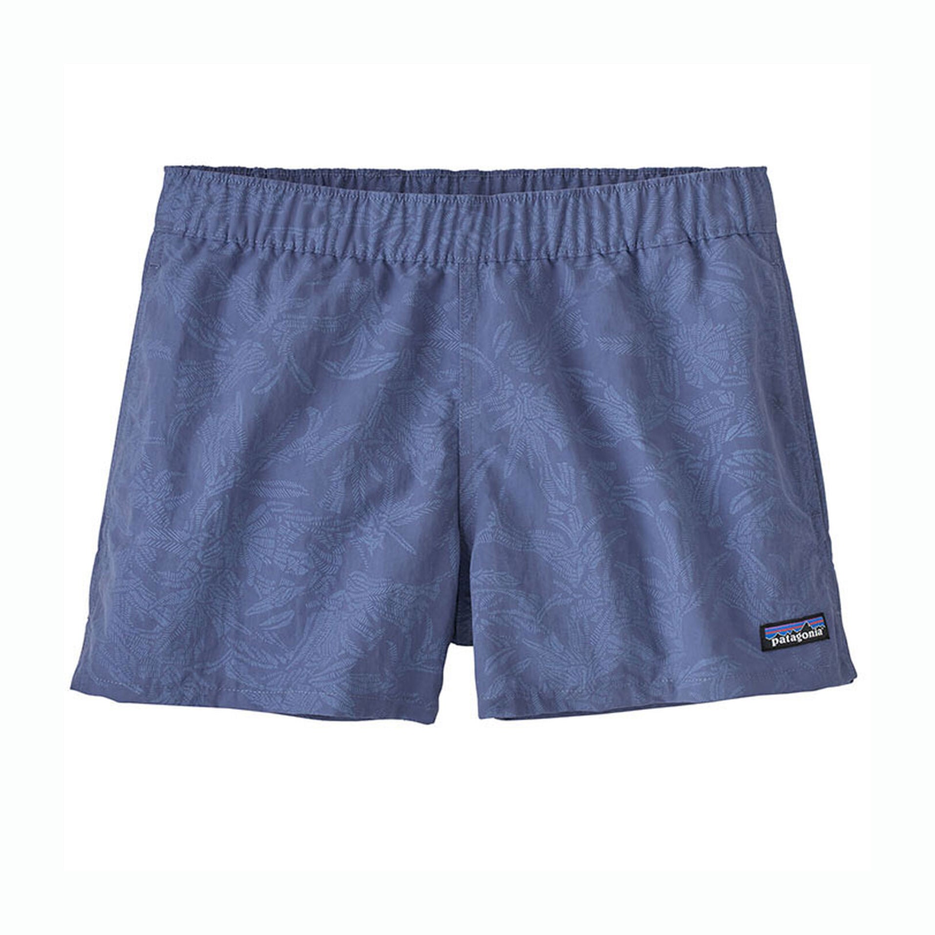 W&#39;s Barely Baggies 2 1/2&quot; MONKEY FLOWER: CURRENT BLUE
Updated for improved fit, the Barely Baggies™ Shorts have a higher rise and more comfortable leg openings. They have our P-6 logo at the left hem and are made of 100% recycled nylon with a DWR (durable water repellent) finish. Inseam is 2½&quot;. PATAGONIA